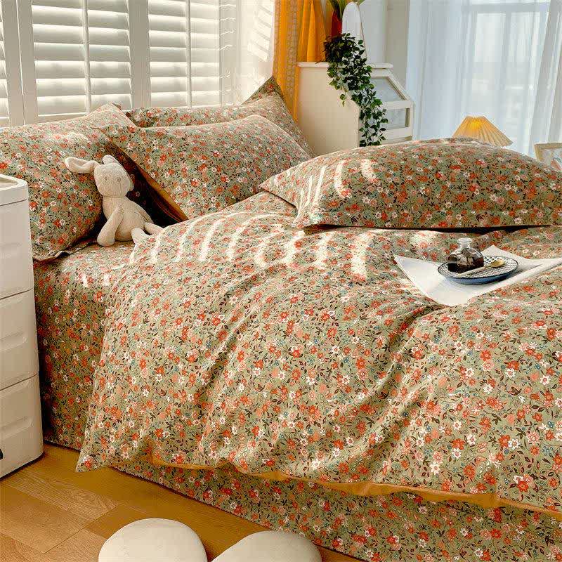 Ownkoti Vintage Floral Leaf Pure Cotton Bedding Set(4PCS) - image 2