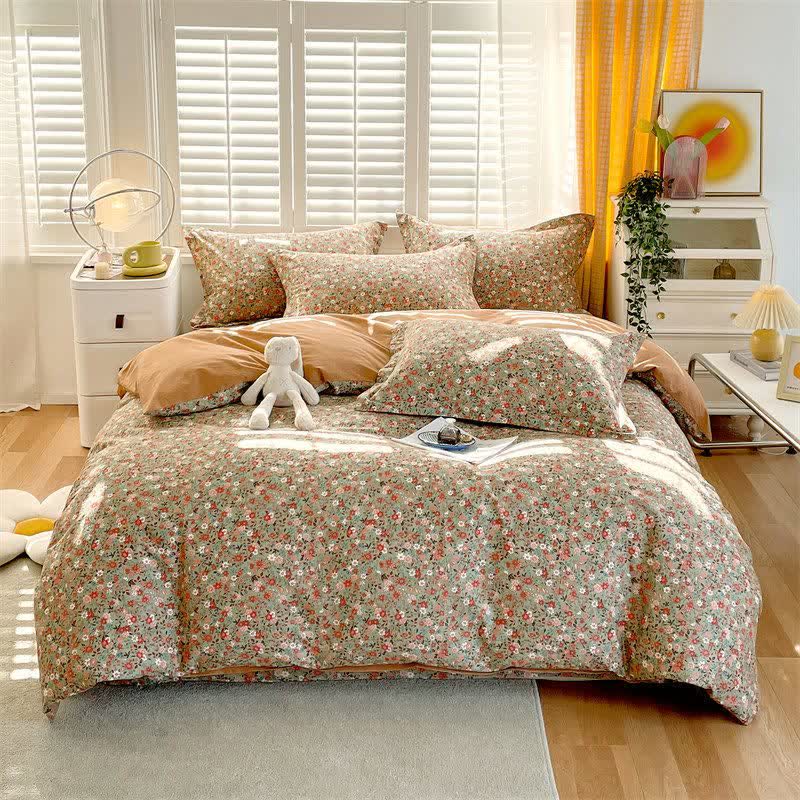 Ownkoti Vintage Floral Leaf Pure Cotton Bedding Set(4PCS) - image 1