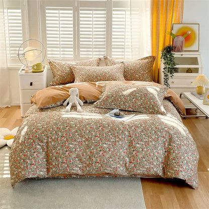 Ownkoti Vintage Floral Leaf Pure Cotton Bedding Set(4PCS) - image 1