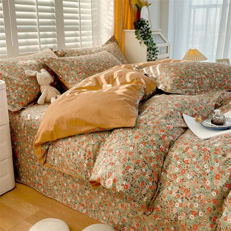 Ownkoti Vintage Floral Leaf Pure Cotton Bedding Set(4PCS) - image 4