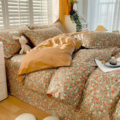 Ownkoti Vintage Floral Leaf Pure Cotton Bedding Set(4PCS) - image 4