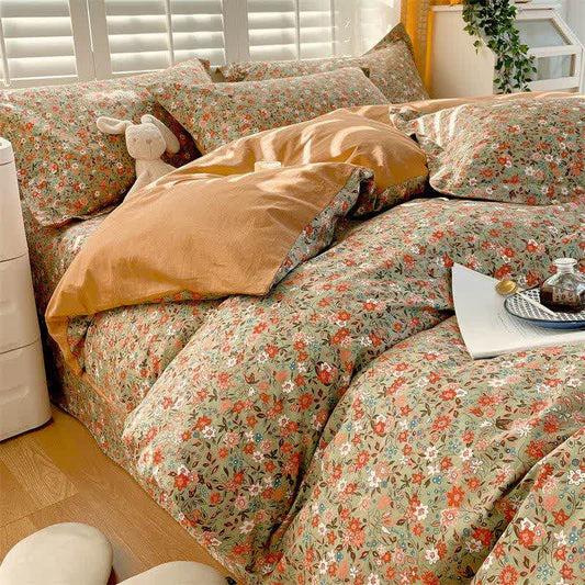Ownkoti Vintage Floral Leaf Pure Cotton Bedding Set(4PCS) - Bedding Set(Fitted Sheet Style) - King - image 0