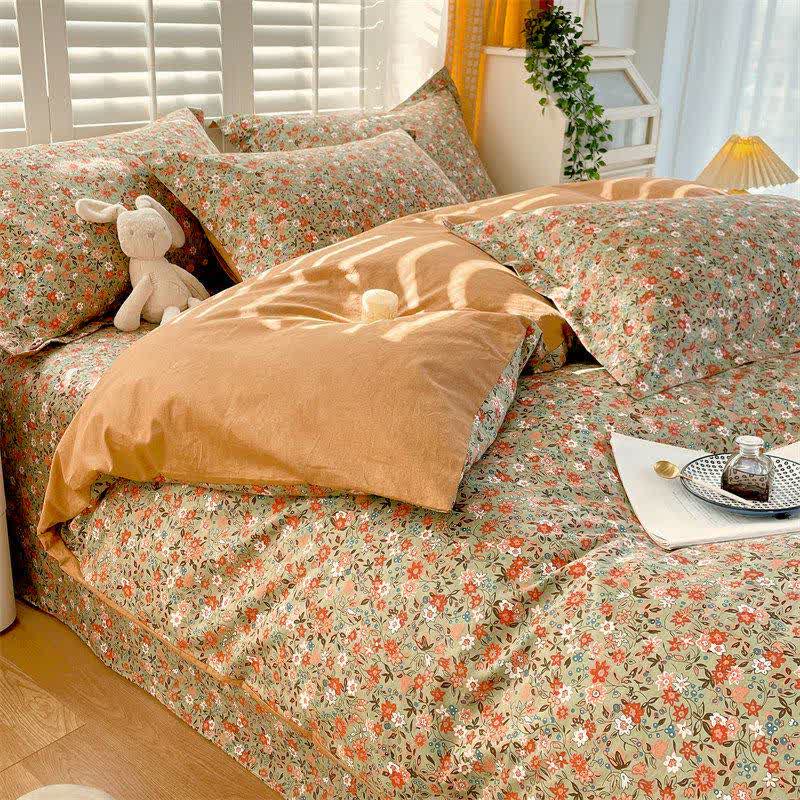 Ownkoti Vintage Floral Leaf Pure Cotton Bedding Set(4PCS) - image 8