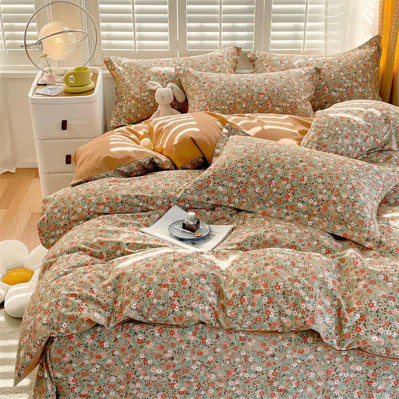 Ownkoti Vintage Floral Leaf Pure Cotton Bedding Set(4PCS) - image 6