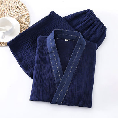 Ownkoti Navy Cotton Gauze Kimono Pajama Set - image 4