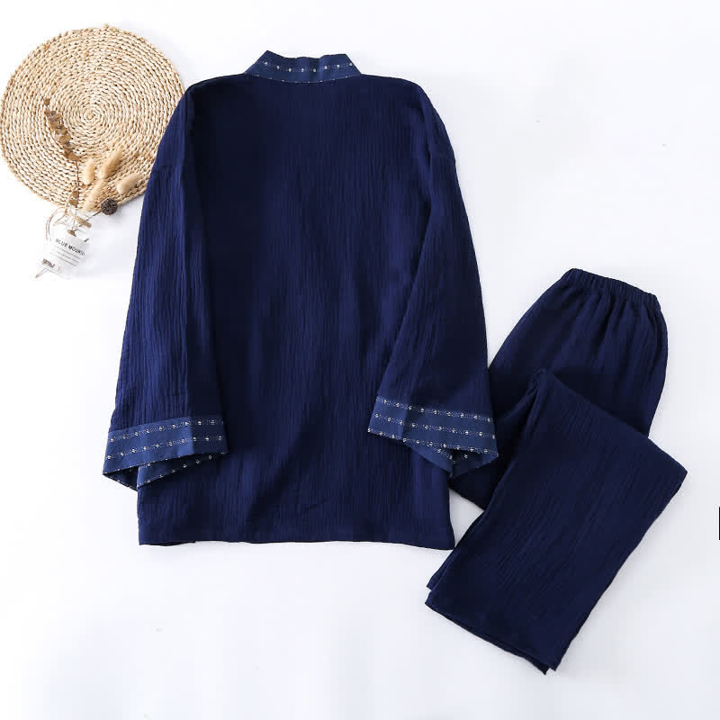Ownkoti Navy Cotton Gauze Kimono Pajama Set - image 2