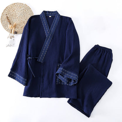 Ownkoti Navy Cotton Gauze Kimono Pajama Set - image 1