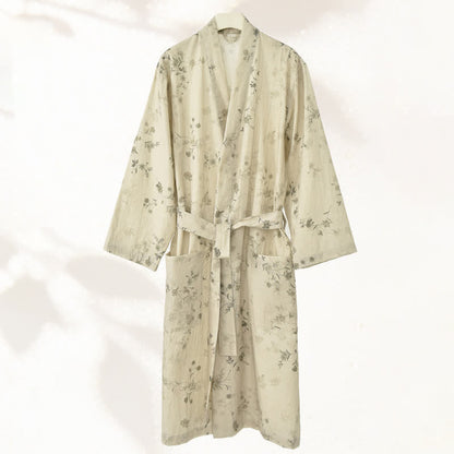 Ownkoti Elegant Floral Cotton Linen Kimono Robe - image 1