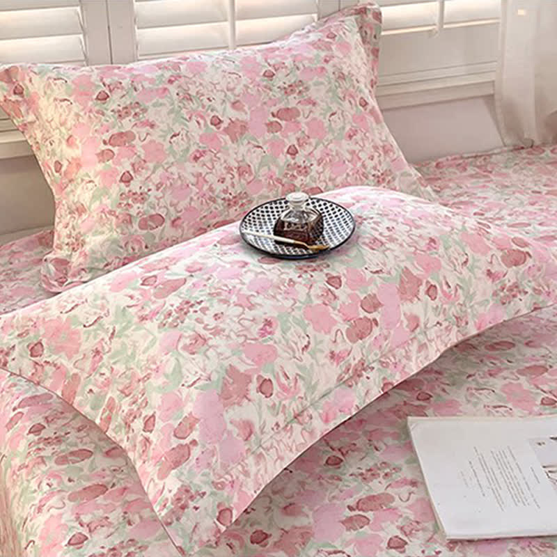 Ownkoti Pink Floral Pure Cotton Bedding Set(4PCS) - image 5