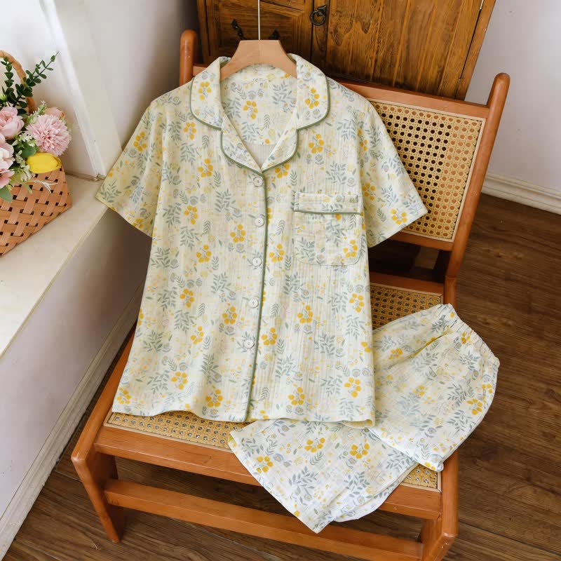 Ownkoti Tulip & Leaf Cotton Gauze Pajama Set - image 1