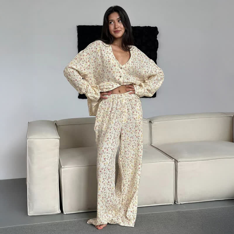 Ownkoti Cotton V-Neck Floral Pajama Set - image 2