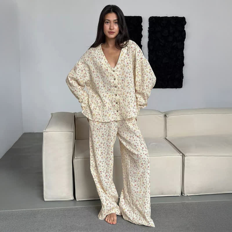 Ownkoti Cotton V-Neck Floral Pajama Set - image 1