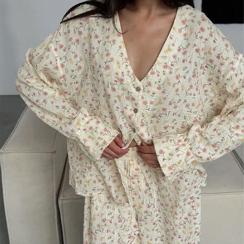 Ownkoti Cotton V-Neck Floral Pajama Set - image 4