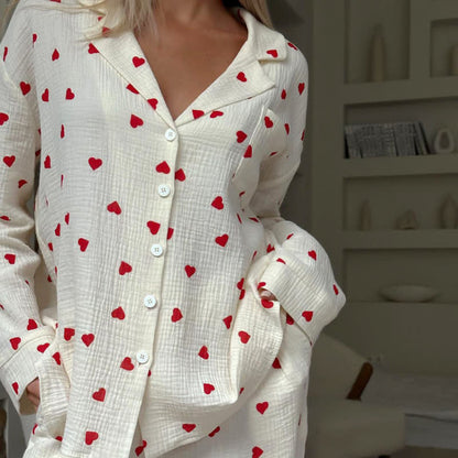 Ownkoti Cotton Red Heart Print Pajama Set - image 4