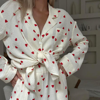 Ownkoti Cotton Red Heart Print Pajama Set - image 5