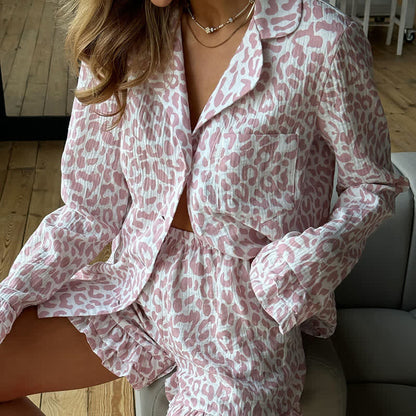 Ownkoti Cotton Leopard Print Ruffle Pajama Set - image 4