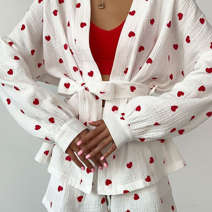 Ownkoti Cotton Heart Print Wrap Pajama Set - image 6