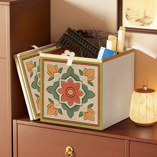 Ownkoti Vintage Floral Butterfly Foldable Decorative Storage Bag - Colorful - A - 13'' W X 13'' L X 15'' H - image 0