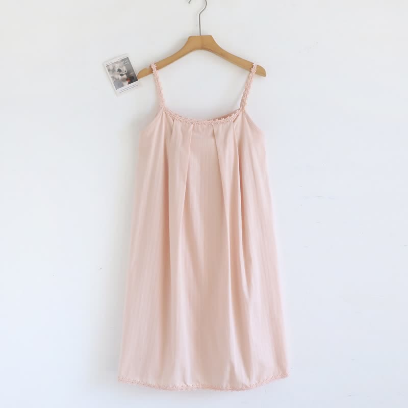 Ownkoti Cotton Jacquard Camisole Nightgown with Floral Detail - Pink - XL - image 1