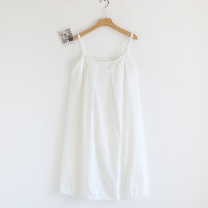 Ownkoti Cotton Jacquard Camisole Nightgown with Floral Detail - White - XL - image 2