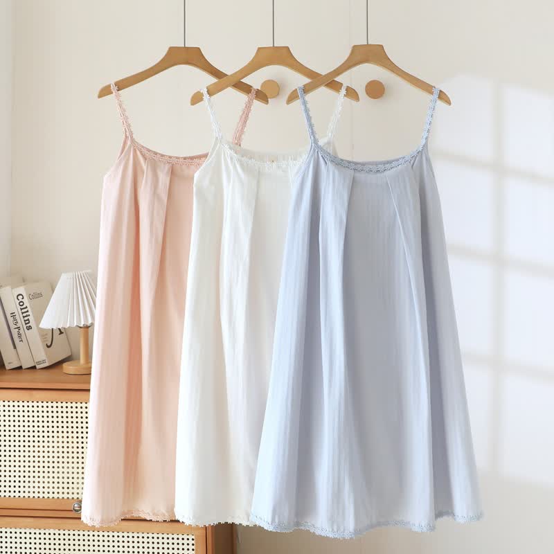Ownkoti Cotton Jacquard Camisole Nightgown with Floral Detail - image 0