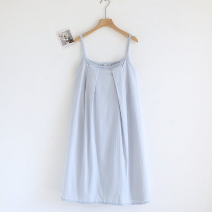 Ownkoti Cotton Jacquard Camisole Nightgown with Floral Detail - Blue - XL - image 3