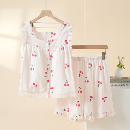 Ownkoti Cherry Cotton Cap Sleeve Pajama Set - Pink - XL - image 1