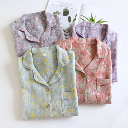 Ownkoti Vintage-Inspired Rose Jacquard Cotton Pajama Set - image 2