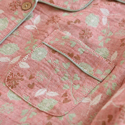 Ownkoti Vintage-Inspired Rose Jacquard Cotton Pajama Set - image 9
