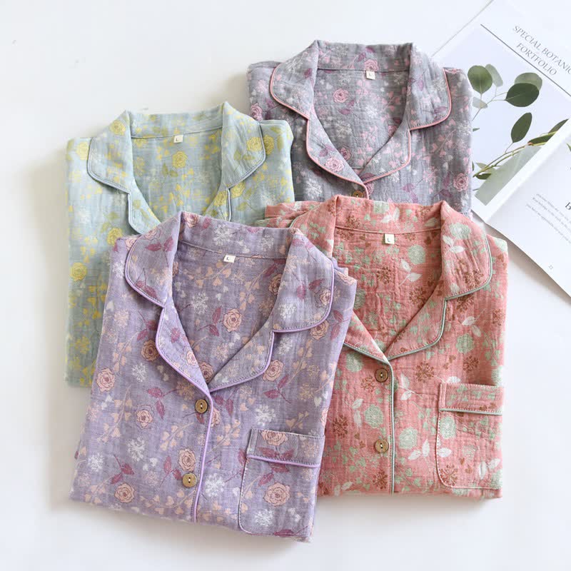 Ownkoti Vintage-Inspired Rose Jacquard Cotton Pajama Set - image 1