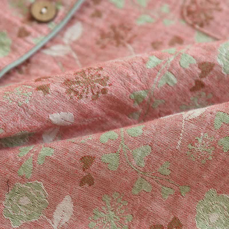 Ownkoti Vintage-Inspired Rose Jacquard Cotton Pajama Set - image 11
