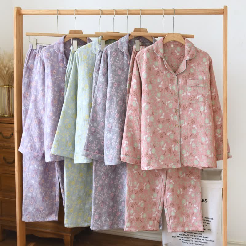Ownkoti Vintage-Inspired Rose Jacquard Cotton Pajama Set - image 0