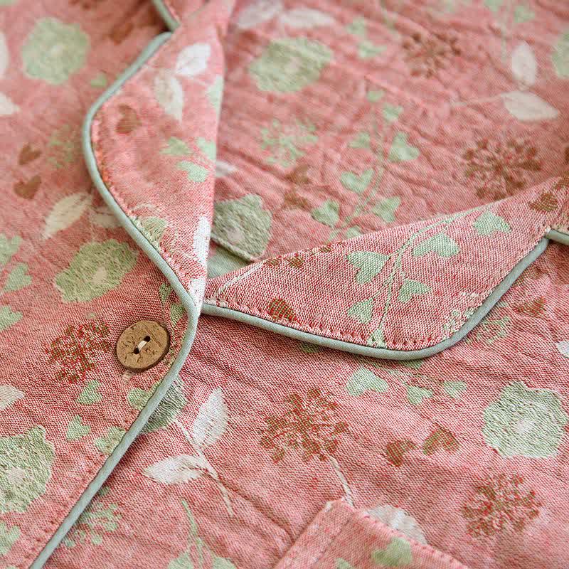 Ownkoti Vintage-Inspired Rose Jacquard Cotton Pajama Set - image 7