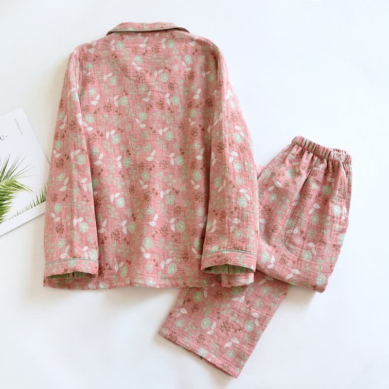 Ownkoti Vintage-Inspired Rose Jacquard Cotton Pajama Set - image 4