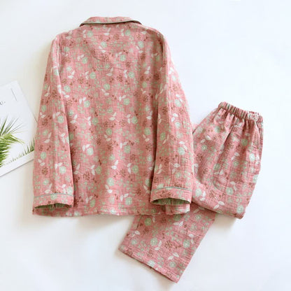 Ownkoti Vintage-Inspired Rose Jacquard Cotton Pajama Set - image 4