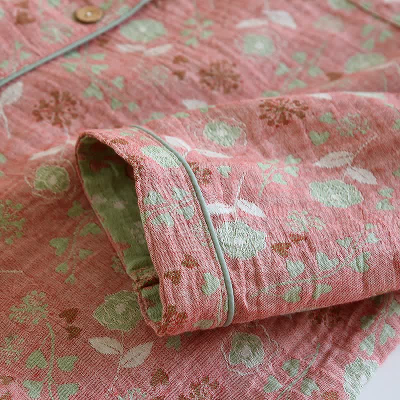 Ownkoti Vintage-Inspired Rose Jacquard Cotton Pajama Set - image 10
