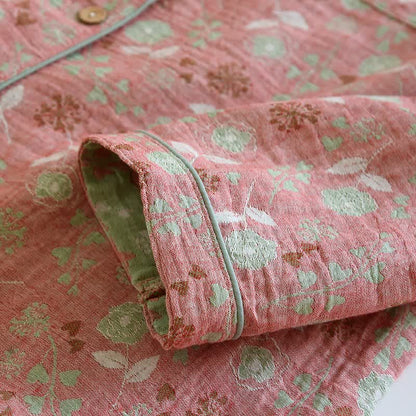 Ownkoti Vintage-Inspired Rose Jacquard Cotton Pajama Set - image 10