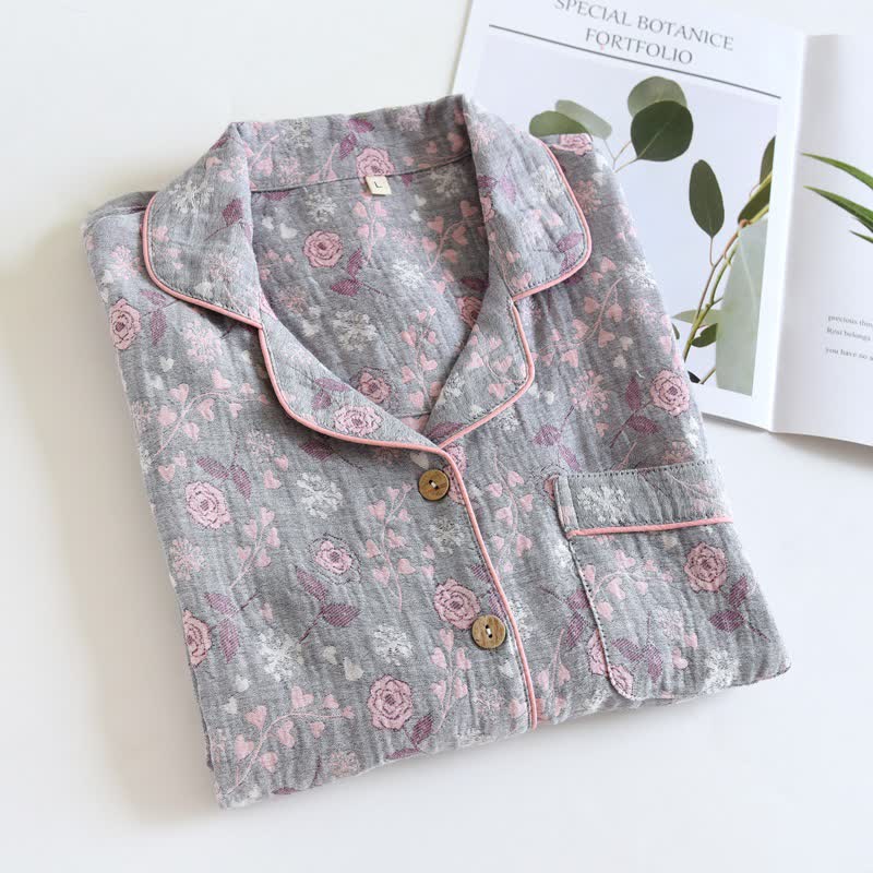 Ownkoti Vintage-Inspired Rose Jacquard Cotton Pajama Set - image 21