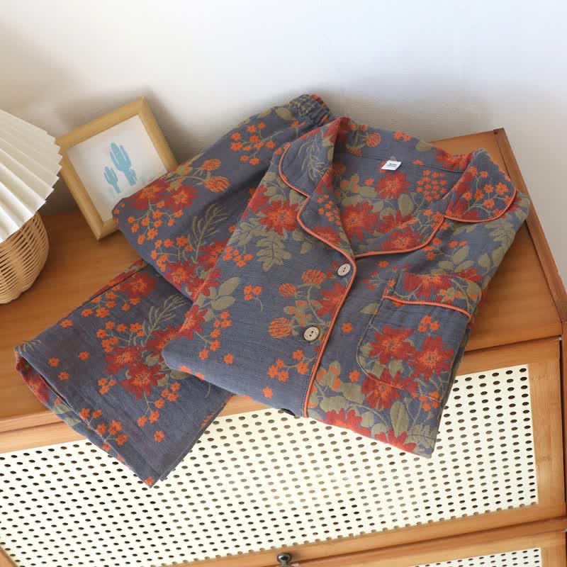 Ownkoti Vintage-Inspired Floral Cotton Gauze Pajamas - image 2