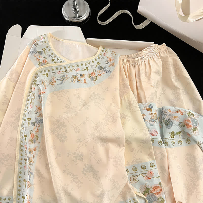 Ownkoti Vintage Hanfu-Inspired Floral Pajama Set - image 7