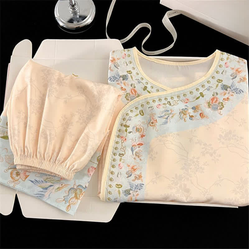 Ownkoti Vintage Hanfu-Inspired Floral Pajama Set - image 2