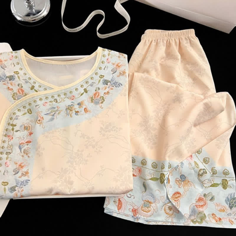 Ownkoti Vintage Hanfu-Inspired Floral Pajama Set - image 3