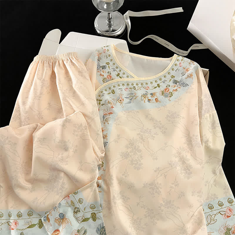 Ownkoti Vintage Hanfu-Inspired Floral Pajama Set - image 6
