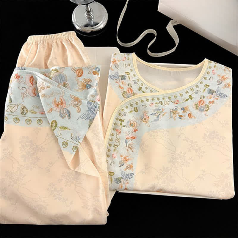 Ownkoti Vintage Hanfu-Inspired Floral Pajama Set - image 1
