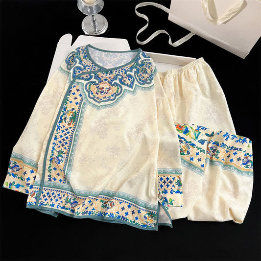 Ownkoti Vintage Style Hanfu-Inspired Pajama Set - Beige - XL - image 0