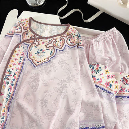 Ownkoti Light Purple Vintage Hanfu-Inspired Floral Pajamas - image 5