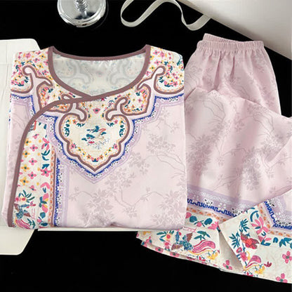 Ownkoti Light Purple Vintage Hanfu-Inspired Floral Pajamas - image 1