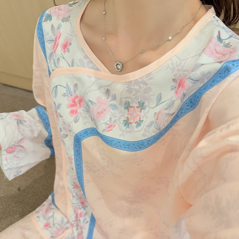 Ownkoti Retro Hanfu-Inspired Floral Pajama Set - image 4