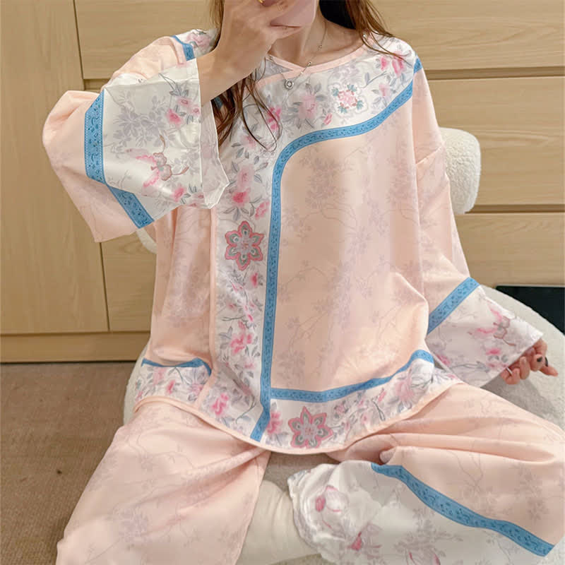 Ownkoti Retro Hanfu-Inspired Floral Pajama Set - image 3