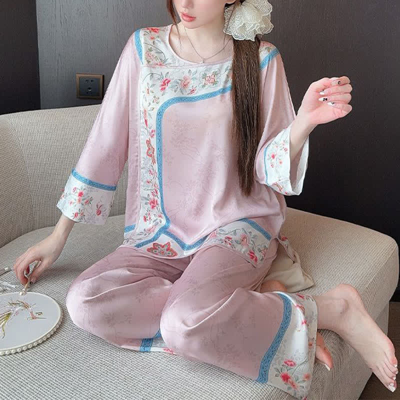 Ownkoti Retro Hanfu-Inspired Floral Pajama Set - image 6